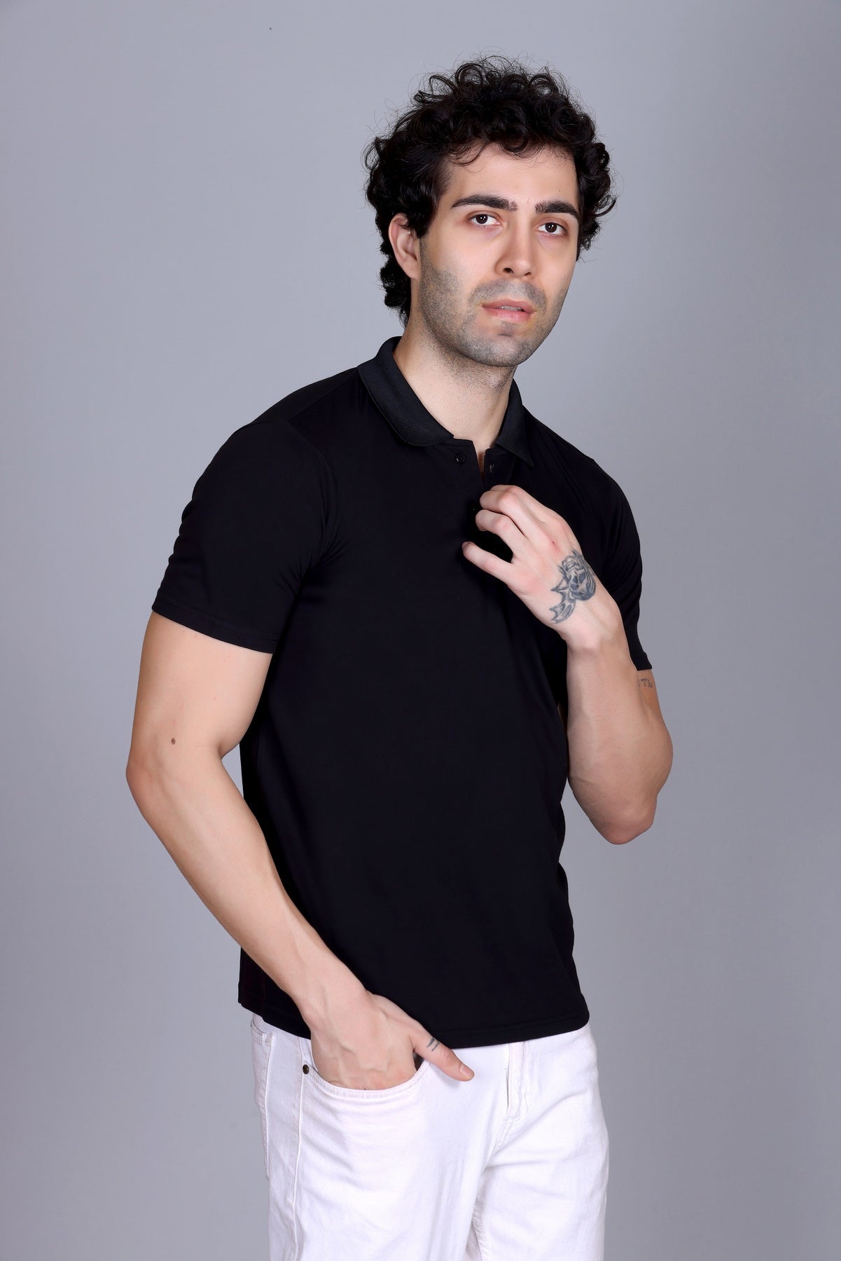 Half Sleeve Polo T-Shirt Black Color