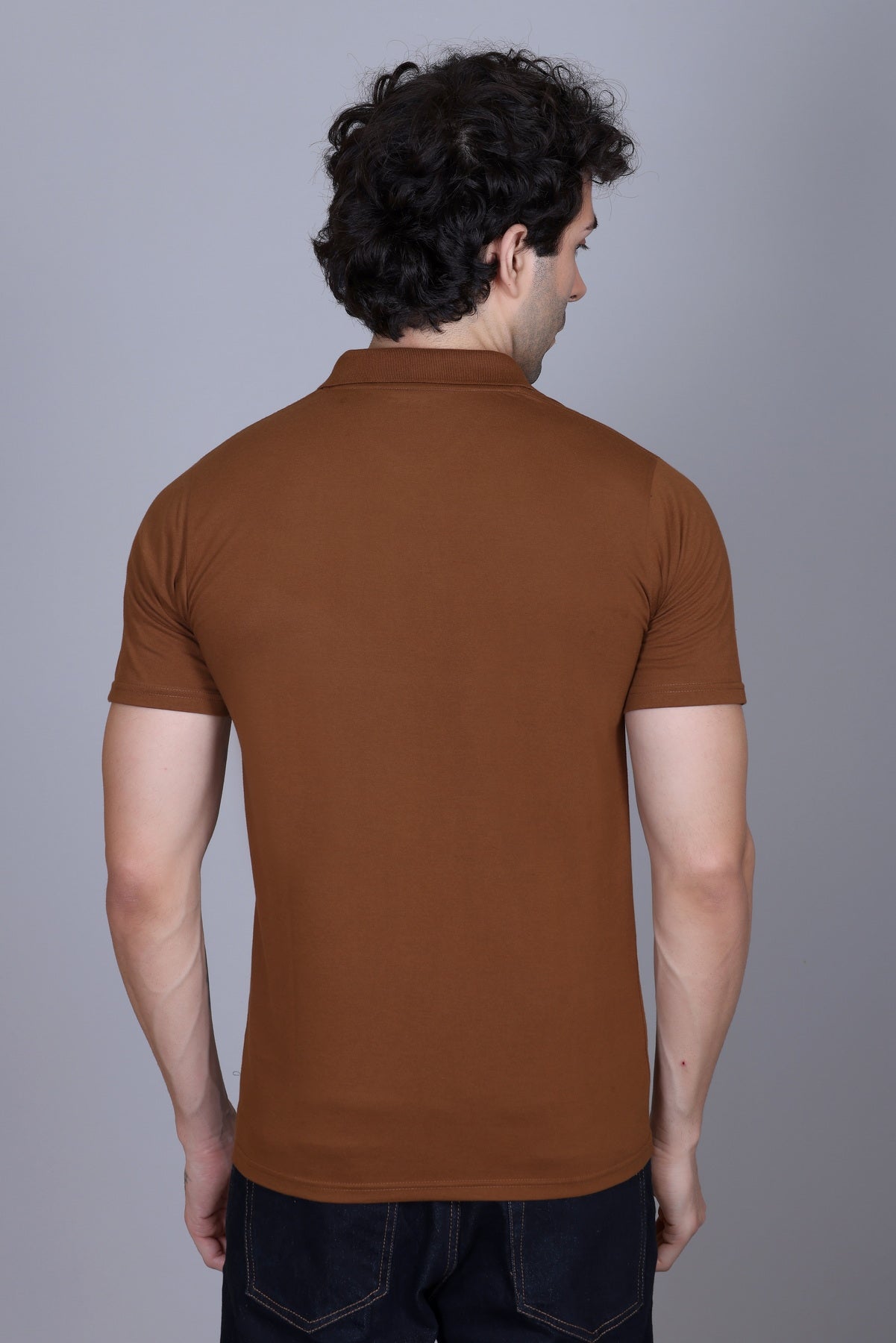 Half Sleeve Polo T-Shirt Brown Color