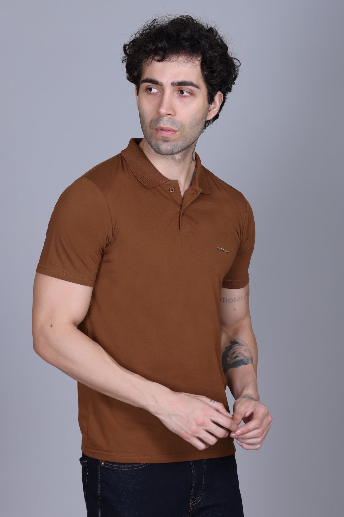 Half Sleeve Polo T-Shirt Brown Color