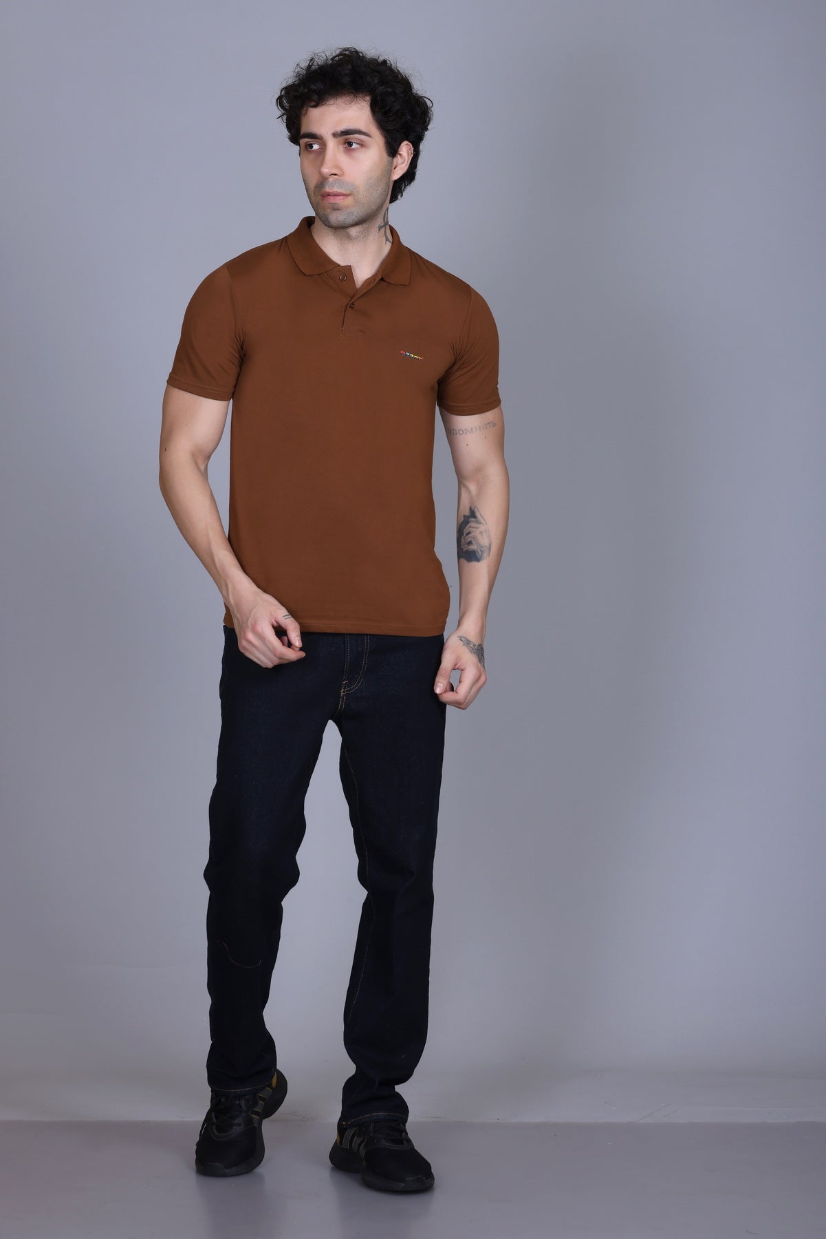 Half Sleeve Polo T-Shirt Brown Color