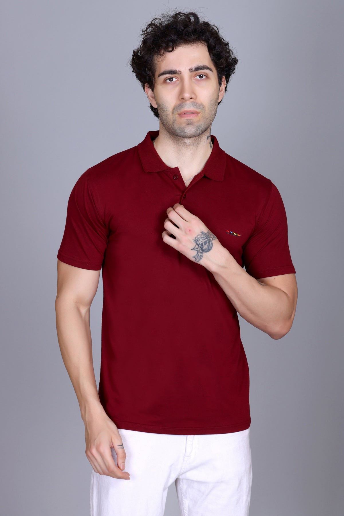 Half Sleeve Polo T-Shirt Maroon Color