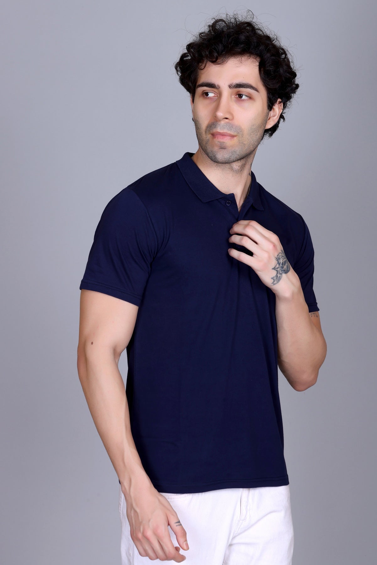 Half Polo T-Shirts For Men Navy Color