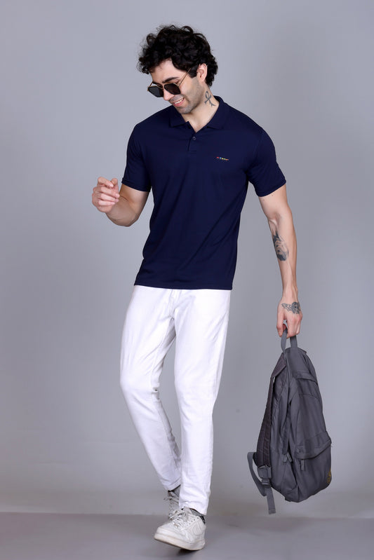 Half Polo T-Shirts For Men Navy Color