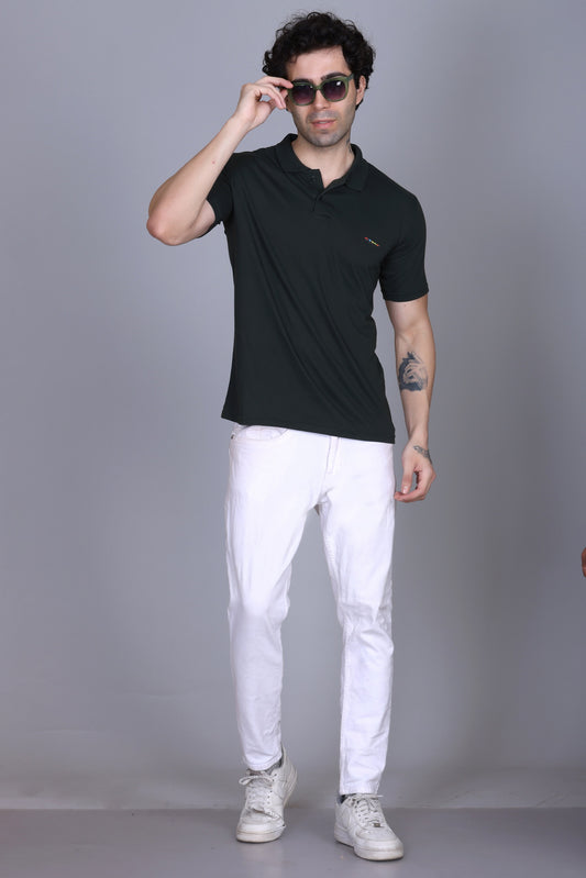 Half Polo T-Shirts For Men Olive Color
