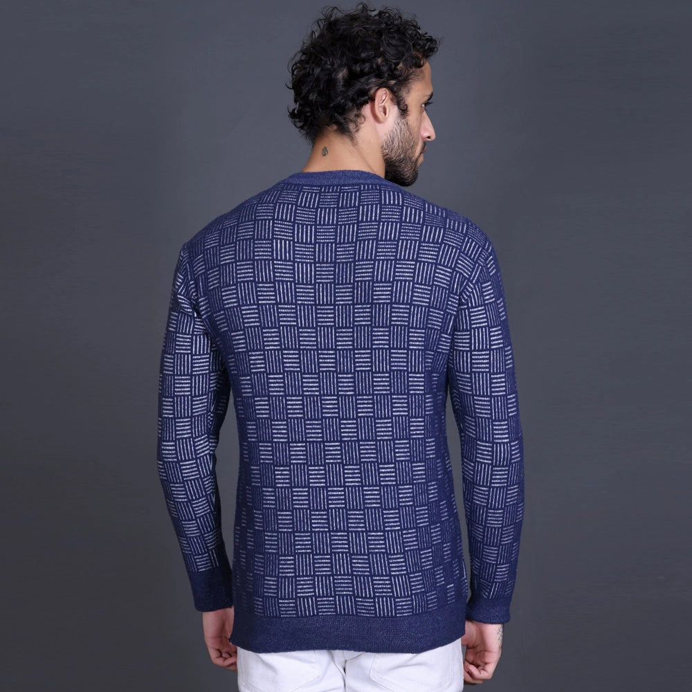 Men's Sweaters Winter wear Branded Round Neck Full Sleeve Woolen Knitted Pullover Blue