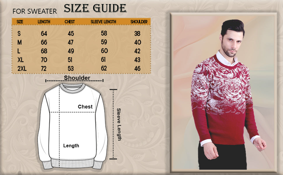 Red & White Rose Jacquard Men’s Sweater