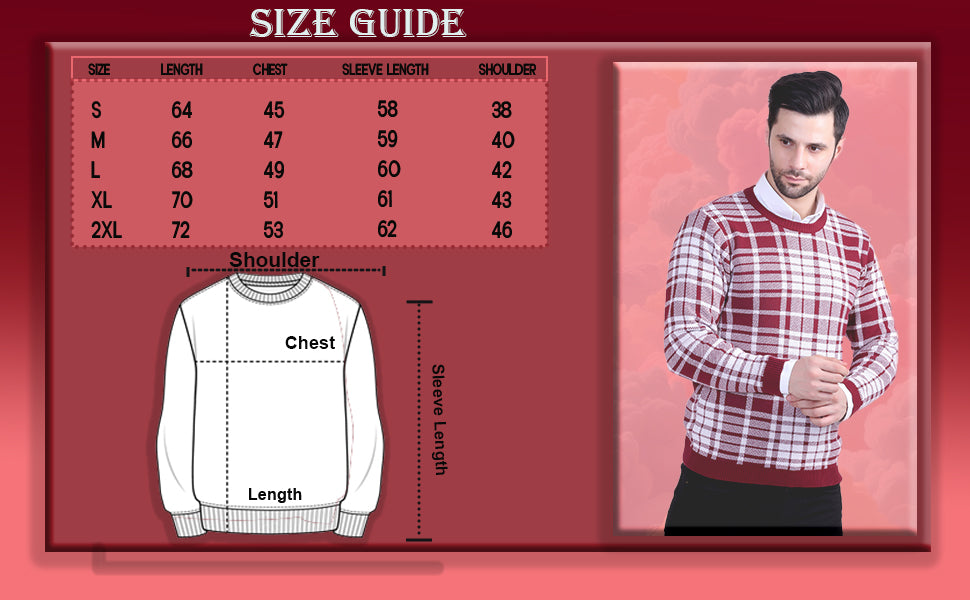 Red & White Checkered Jacquard Men’s Sweater