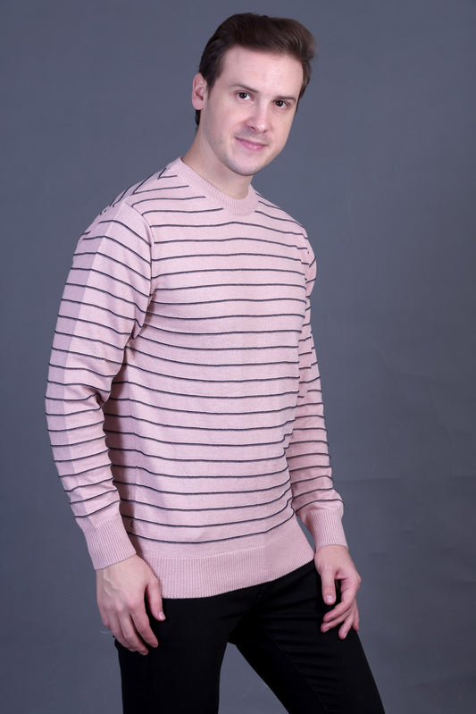 Men Striped Round Neck  Sweater