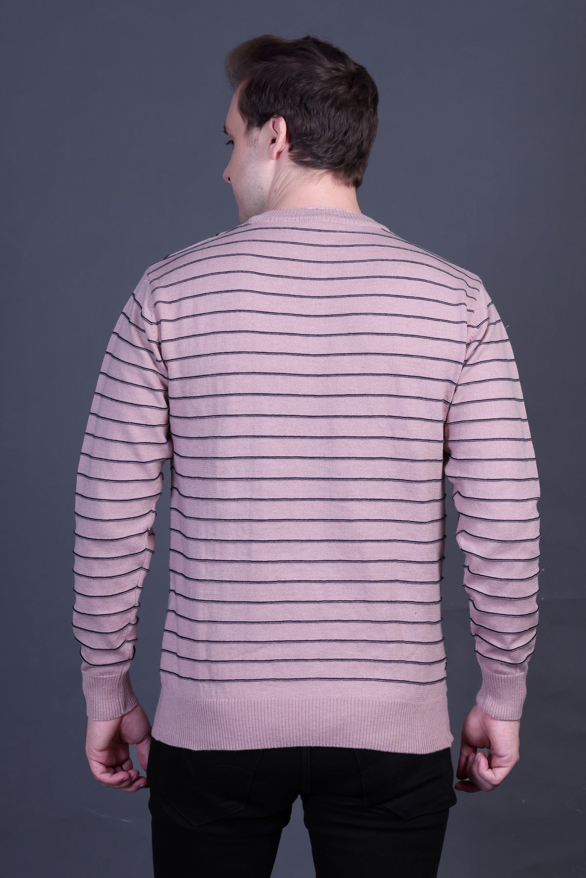 Men Striped Round Neck  Sweater