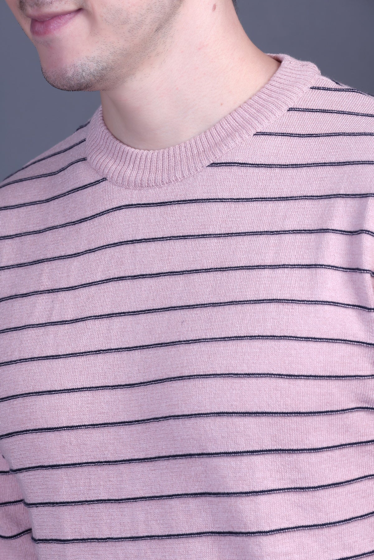 Men Striped Round Neck  Sweater