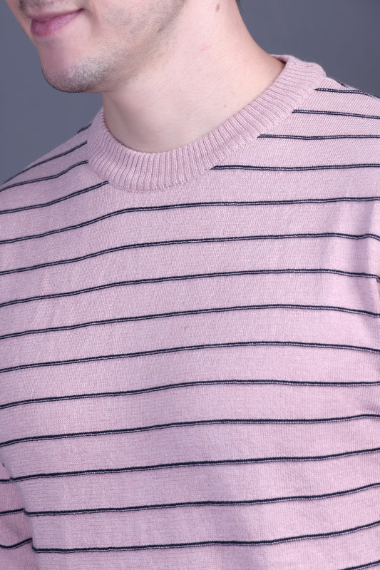 Men Striped Round Neck  Sweater