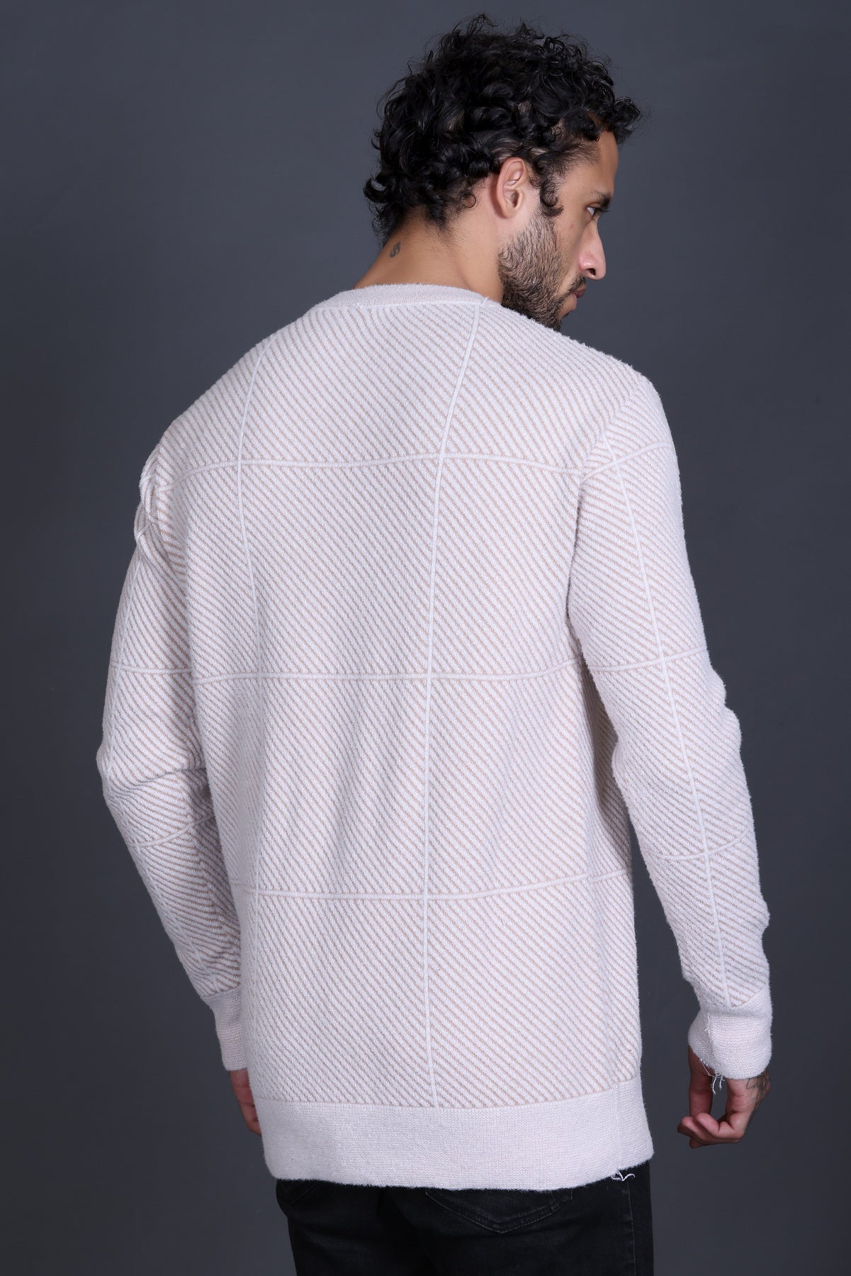 Men's Sweaters Winter wear Branded Round Neck Full Sleeve Woolen Knitted Pullover White