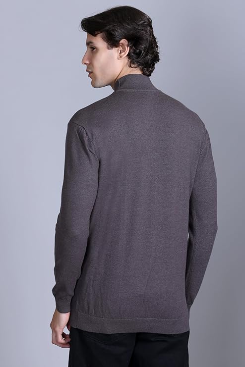 Men’s Self Design High Neck Charcoal Sweater