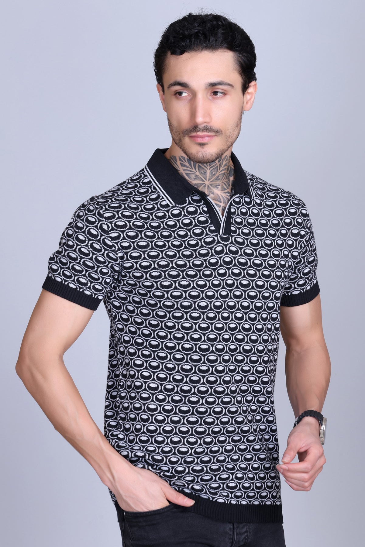 Texture Polo T-Shirts For Men Tan Color