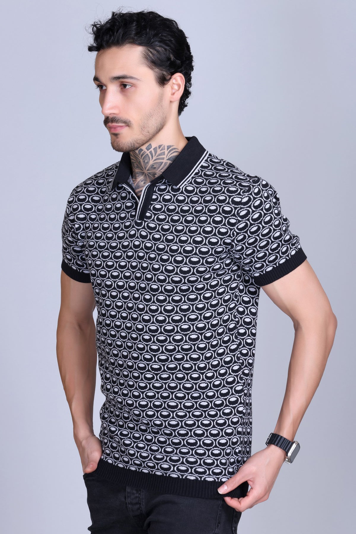Texture Polo T-Shirts For Men Tan Color