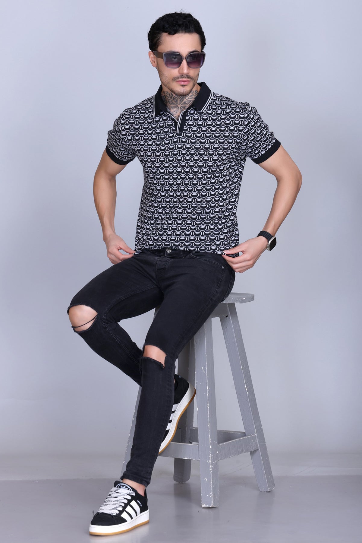 Texture Polo T-Shirts For Men Tan Color