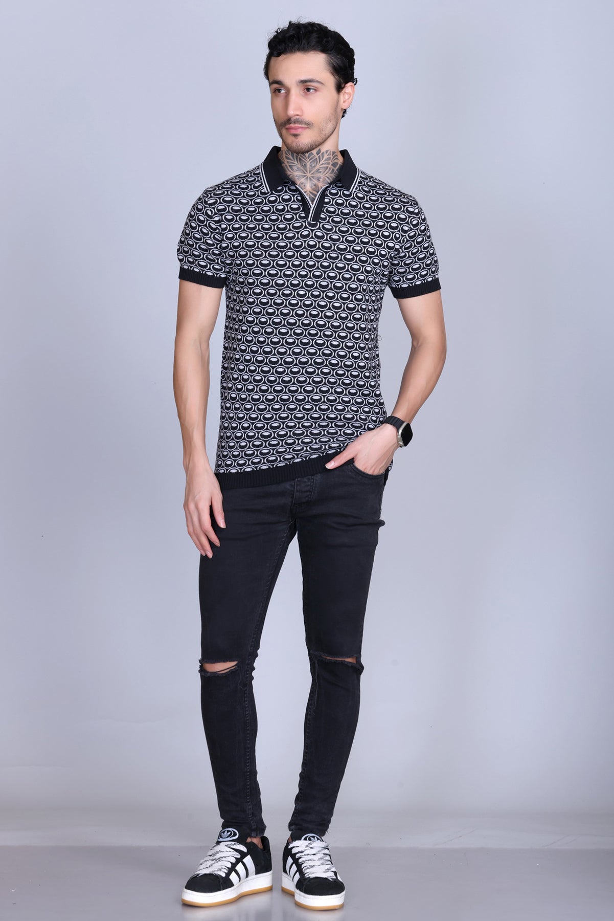 Texture Polo T-Shirts For Men Tan Color