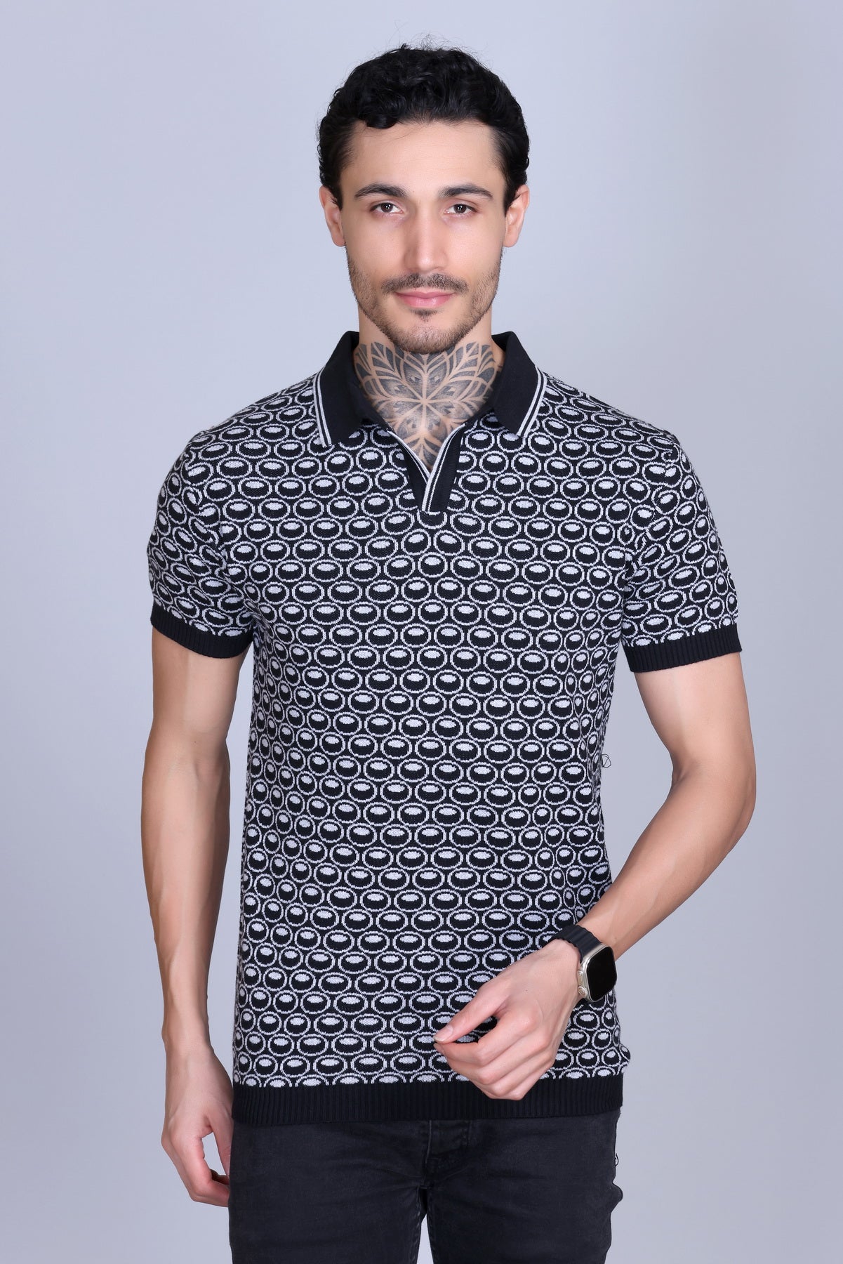 Texture Polo T-Shirts For Men Tan Color