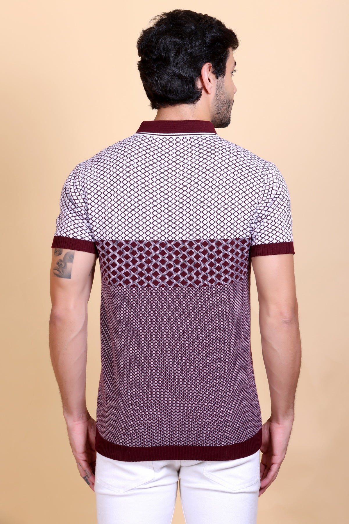 Jacquard Polo T-Shirt Maroon