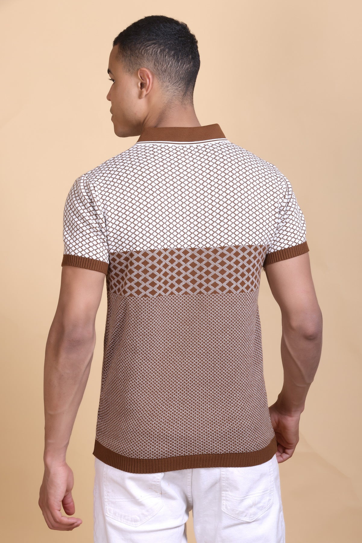 Jacquard Polo T-Shirt Tan
