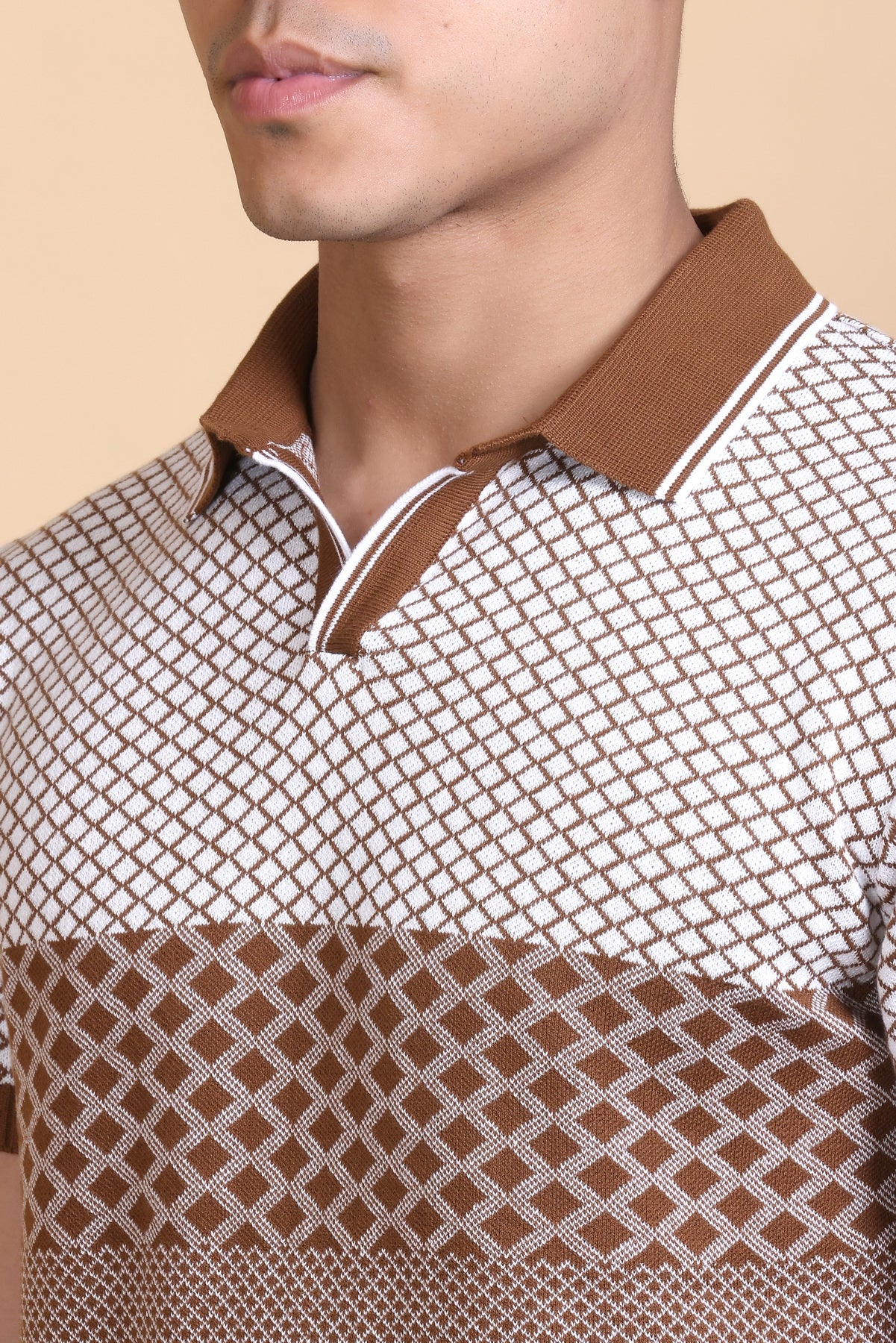 Jacquard Polo T-Shirt Tan