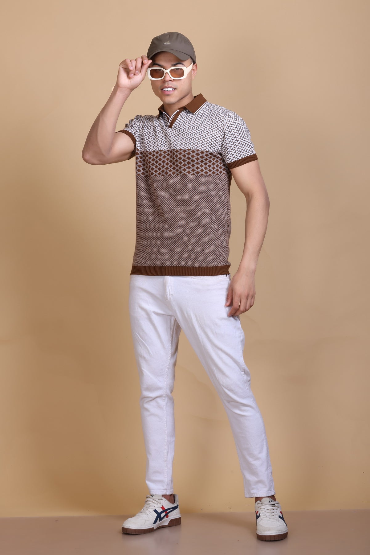 Jacquard Polo T-Shirt Tan
