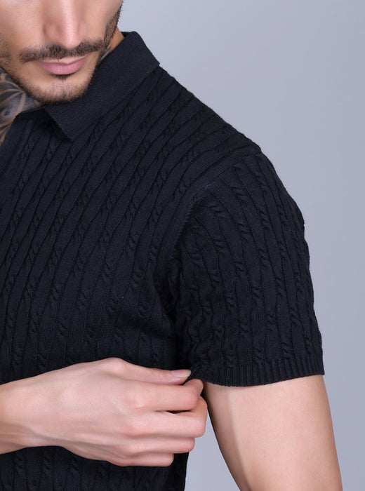 Cabe Knit Polo T-Shirt Men Black alt