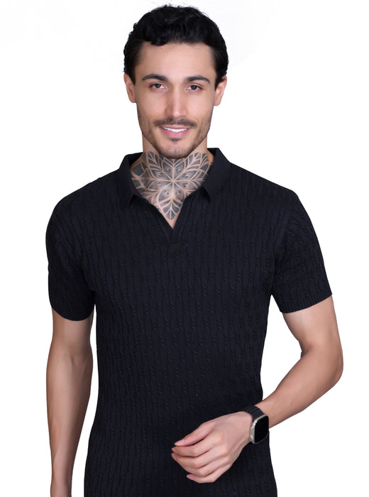 Cabe Knit Polo T-Shirt Men Black