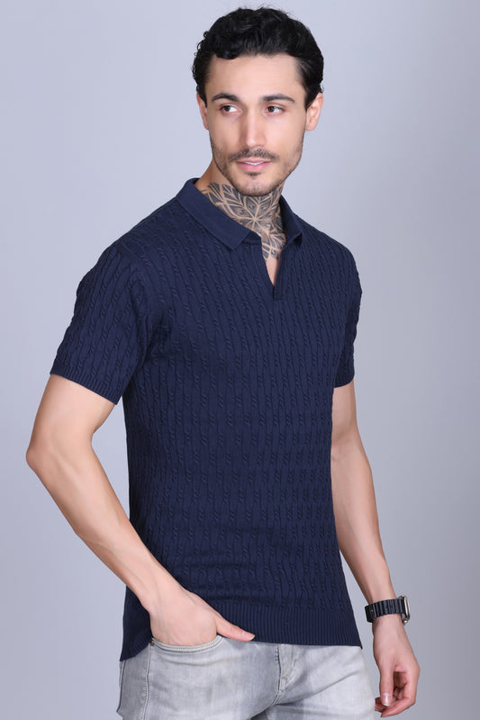 Cabe Knit Polo T-Shirt Men Navy