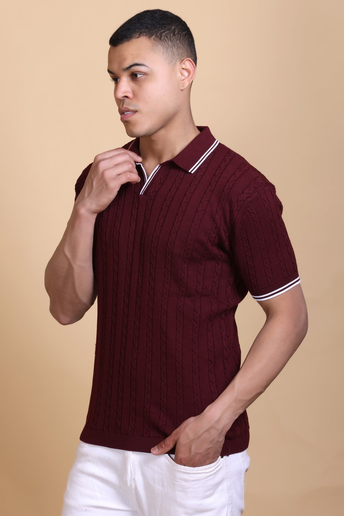 Men Polo T-Shirt Cable Design