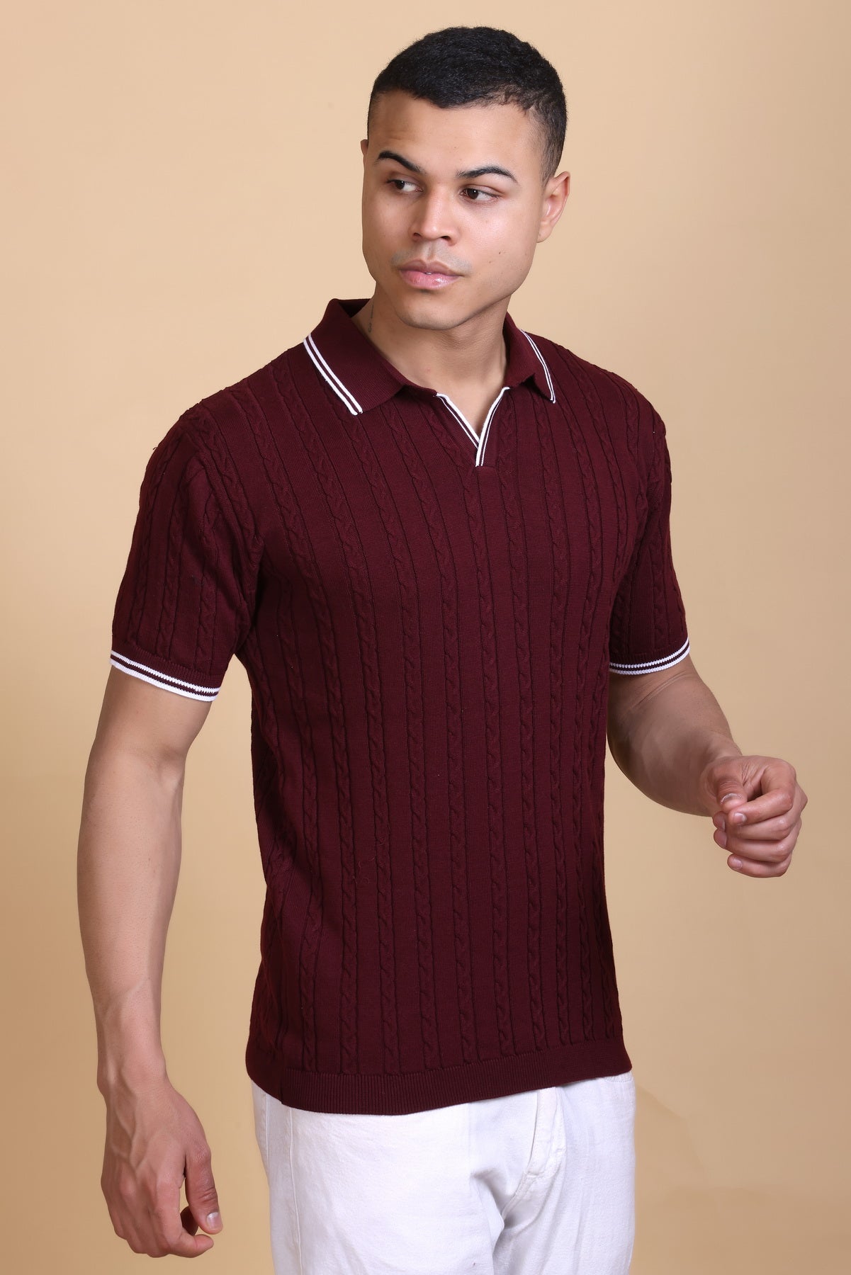 Men Polo T-Shirt Cable Design