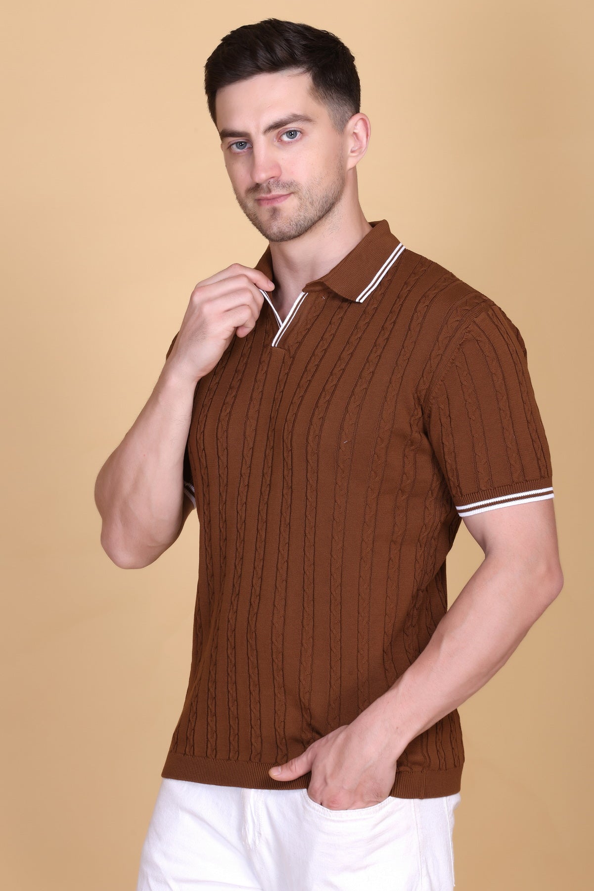 Flat Knit Polo T-Shirt