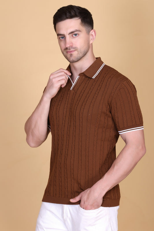 Flat Knit Polo T-Shirt