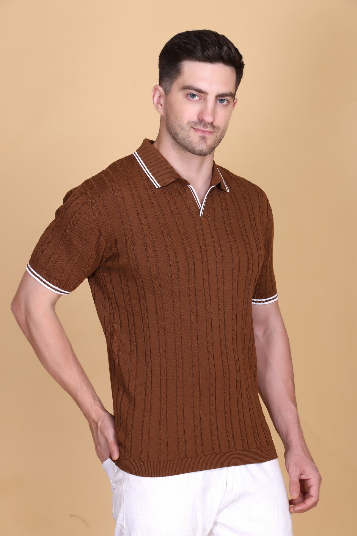 Flat Knit Polo T-Shirt
