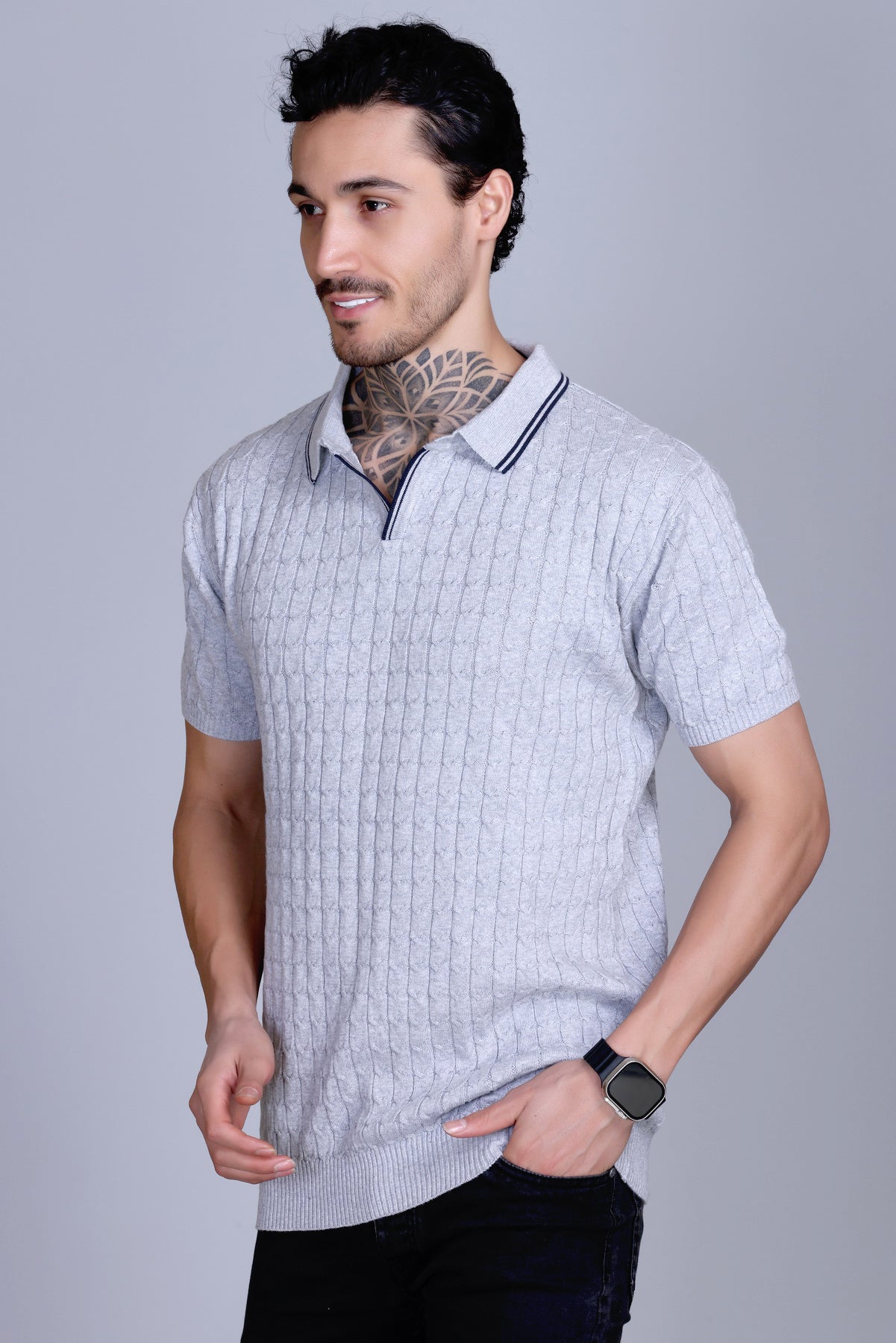 Flat Knit Polo T-Shirt