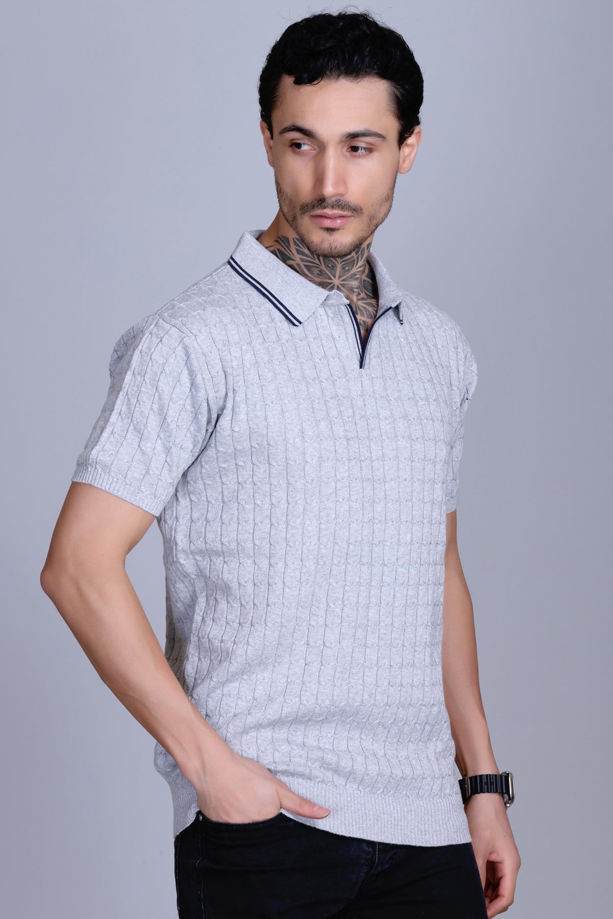 Flat Knit Polo T-Shirt