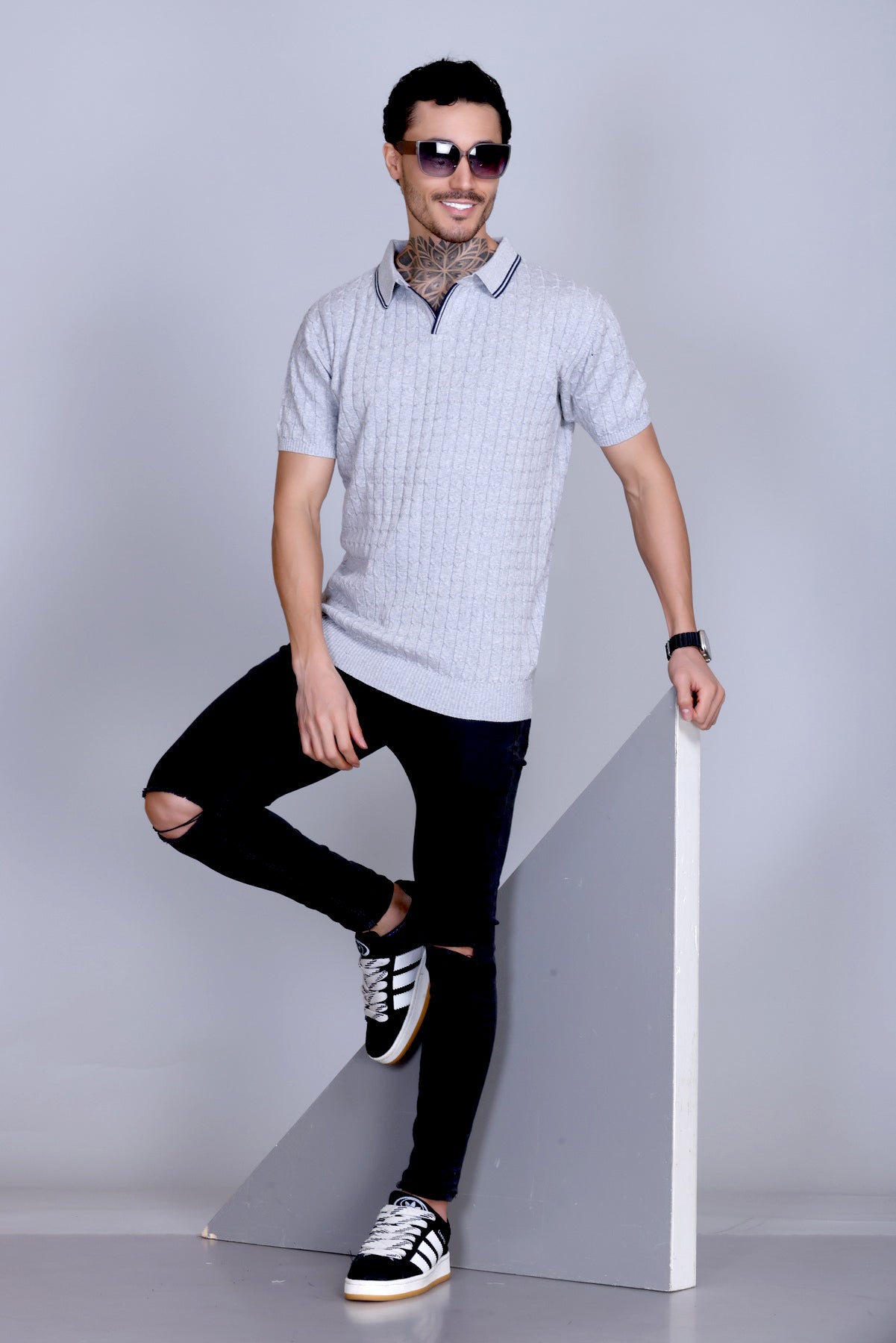 Flat Knit Polo T-Shirt