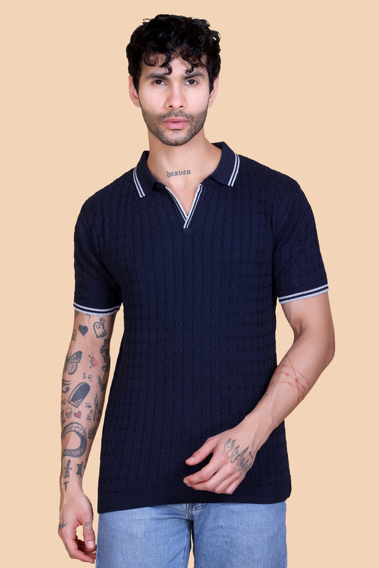 Flat Knit Polo T-Shirt