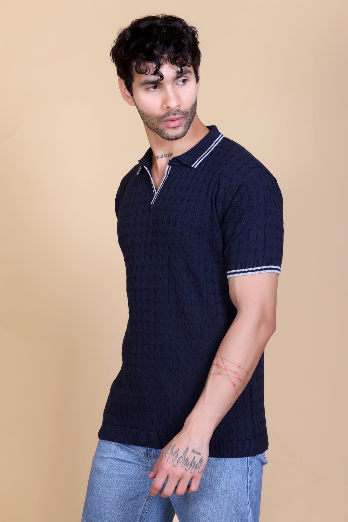 Flat Knit Polo T-Shirt