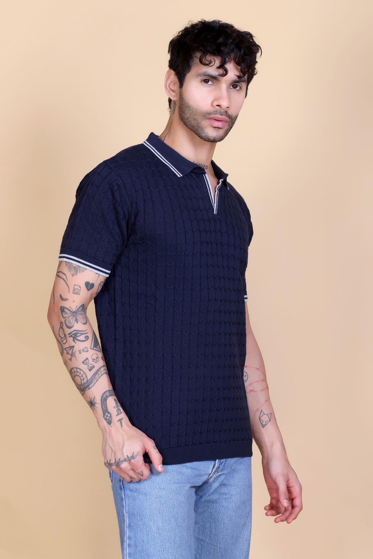 Flat Knit Polo T-Shirt