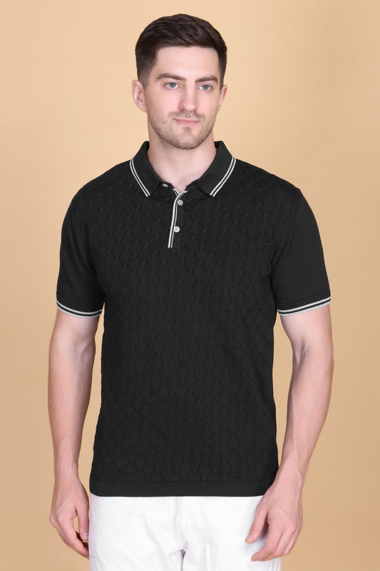 Embedded Texture Polo T-Shirt
