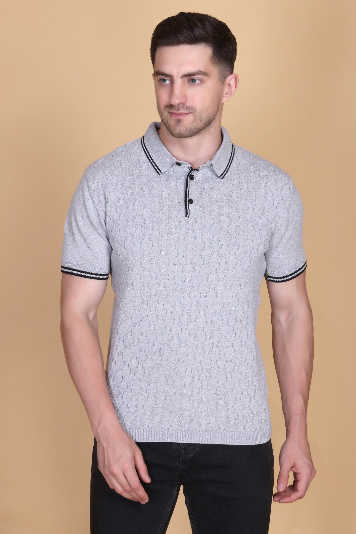 Embedded Texture Polo T-Shirt