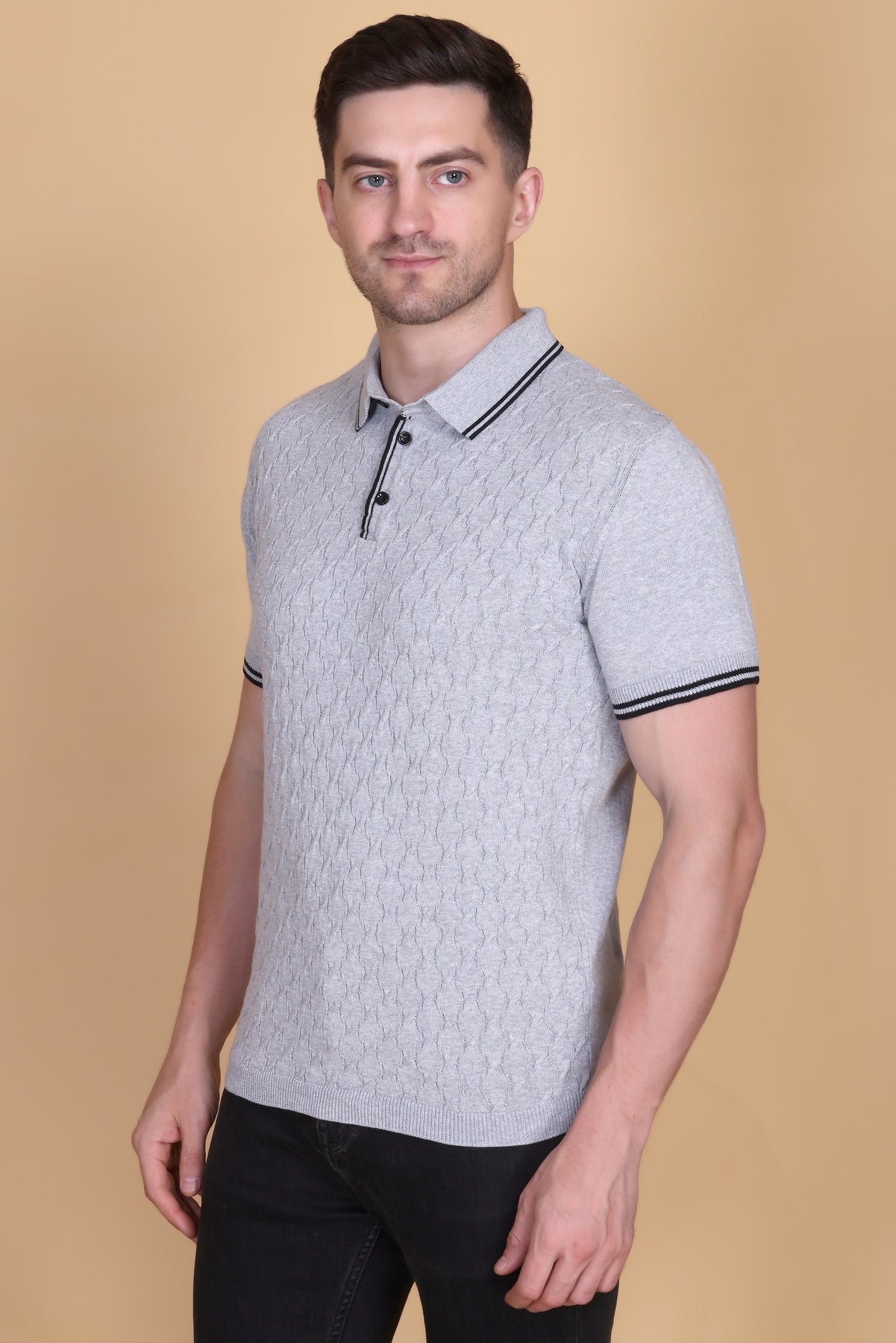 Embedded Texture Polo T-Shirt