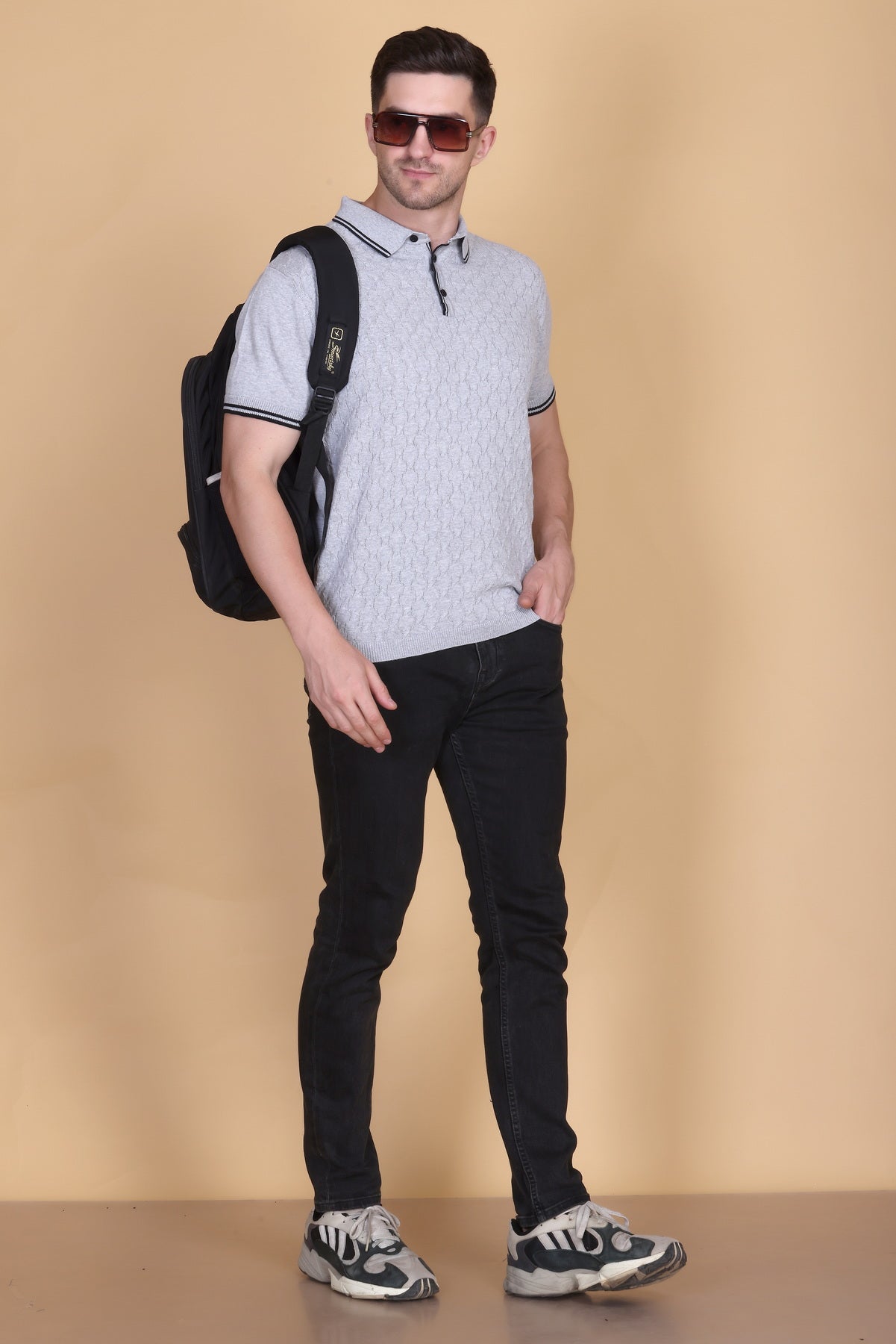 Embedded Texture Polo T-Shirt