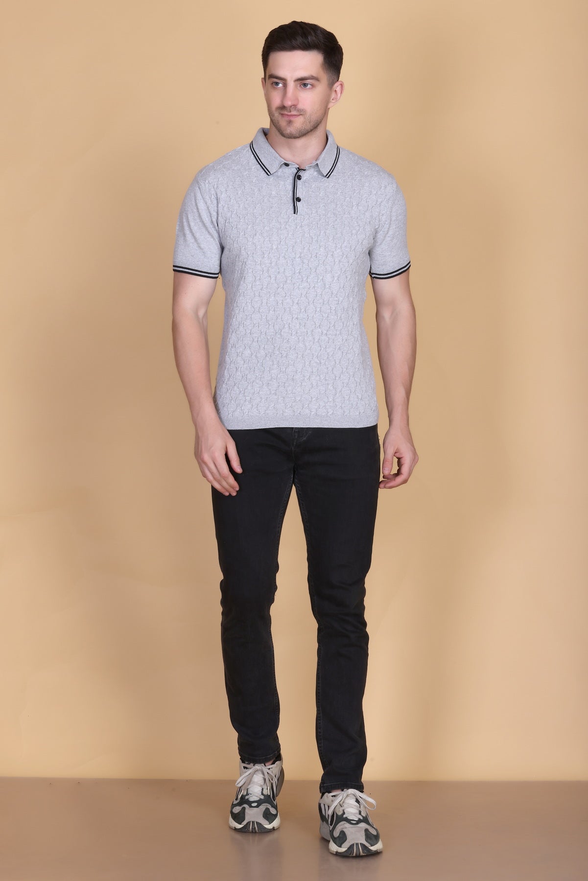 Embedded Texture Polo T-Shirt