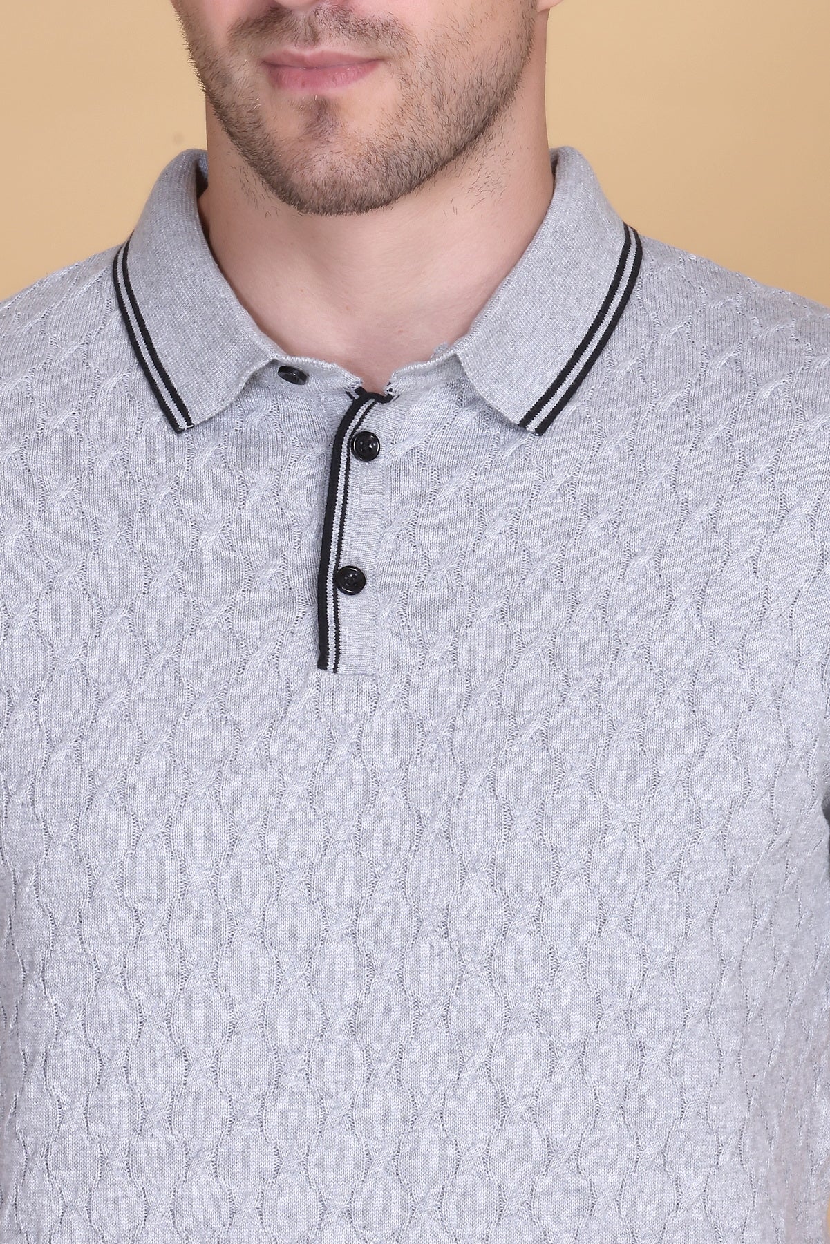 Embedded Texture Polo T-Shirt