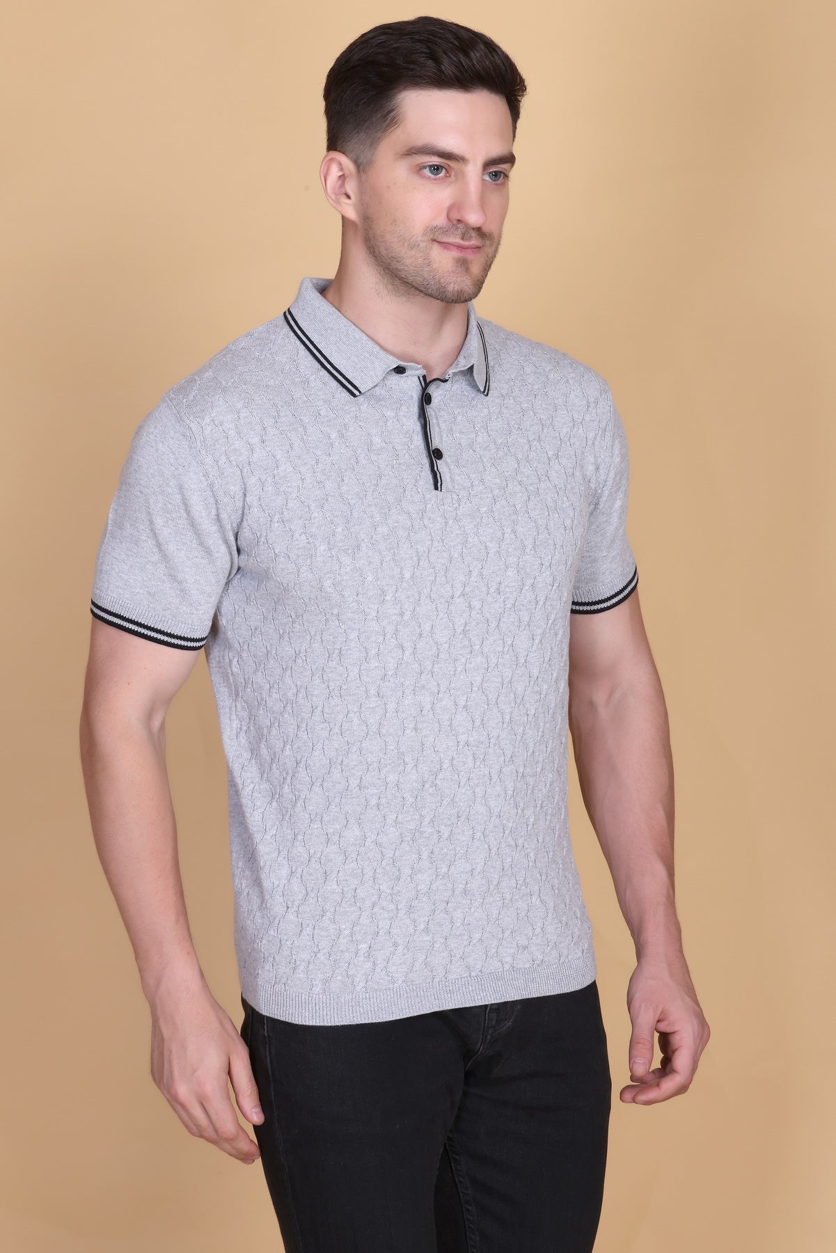 Embedded Texture Polo T-Shirt