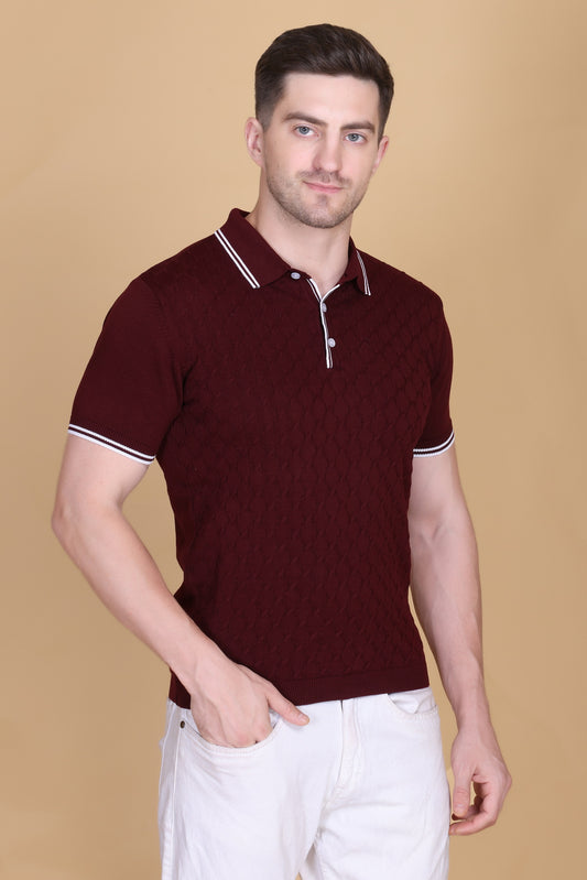 Embedded Texture Polo T-Shirt