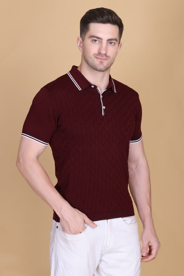 Embedded Texture Polo T-Shirt
