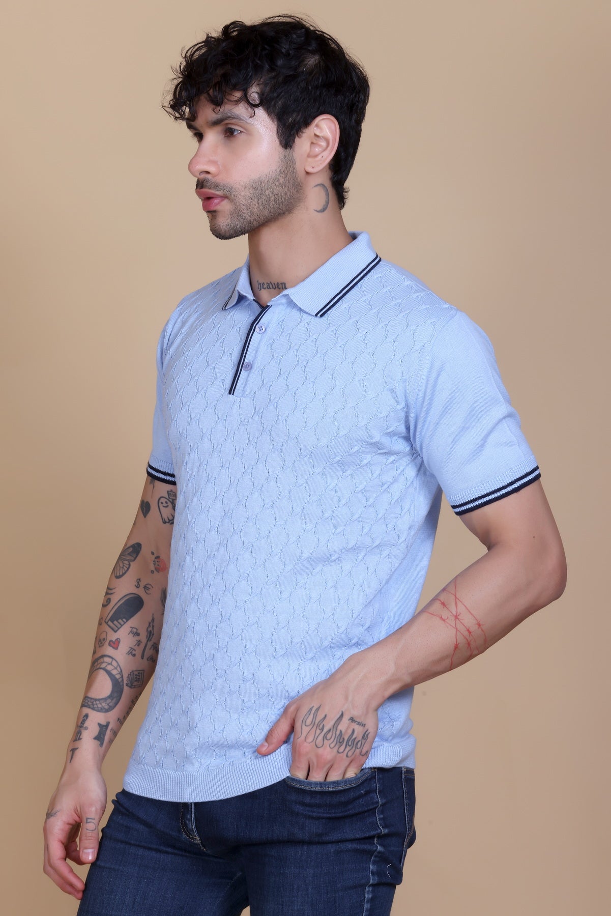 Embedded Texture Polo T-Shirt